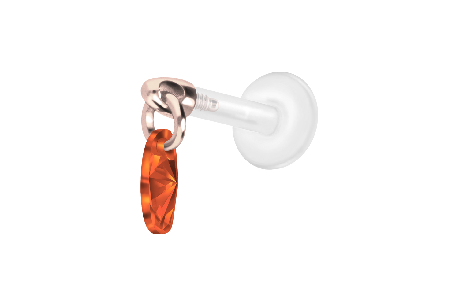 PTFE Labret Piercing mit Innengewinde + Titan-Aufsatz KRISTALLOVAL